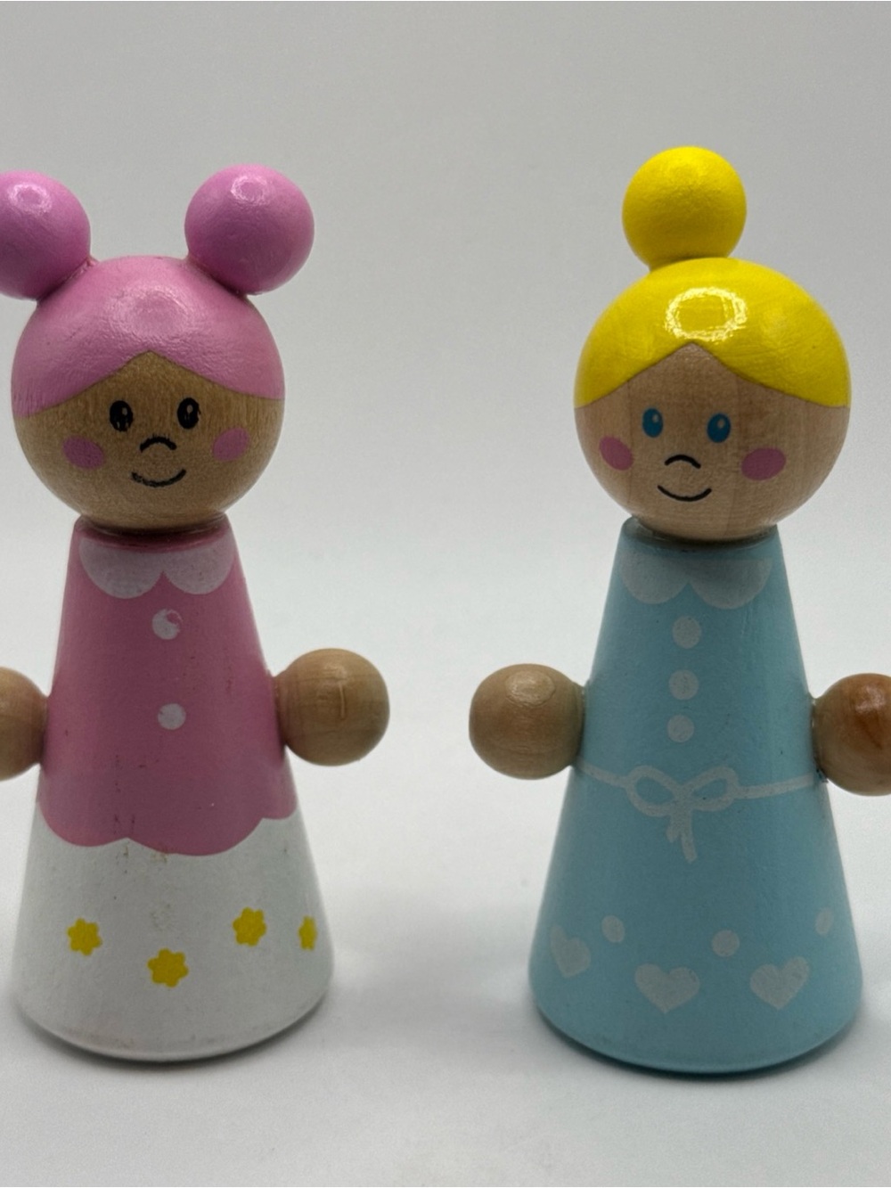 Wooden Pink and Blue Peg Doll Set - Kids Toys